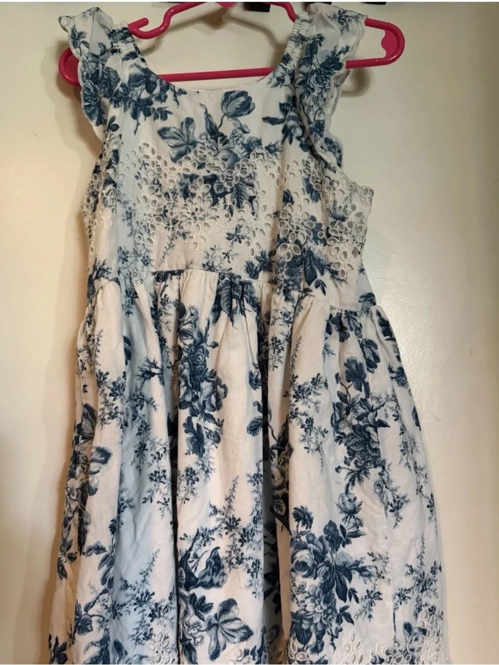 GAP White Dress with Navy Floral Print